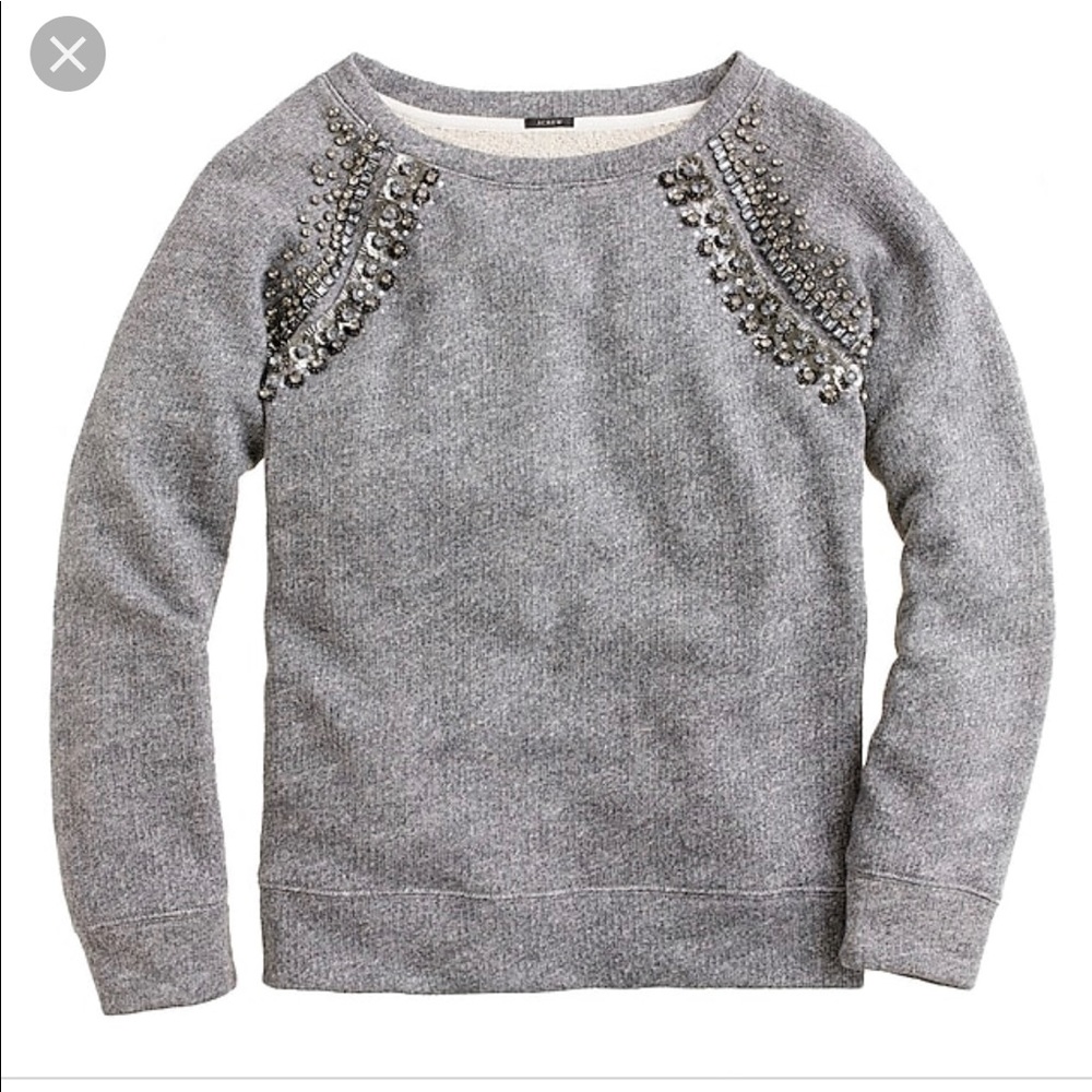 J.Crew Beaded Grey Sweatshirt Sz Small